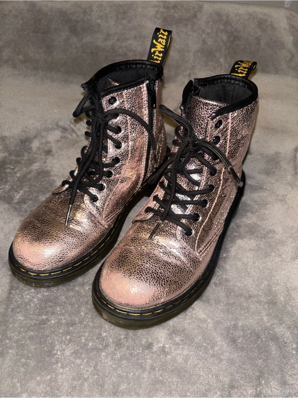Dr. Martens Metallic Rose Combat Boots with Black Trim